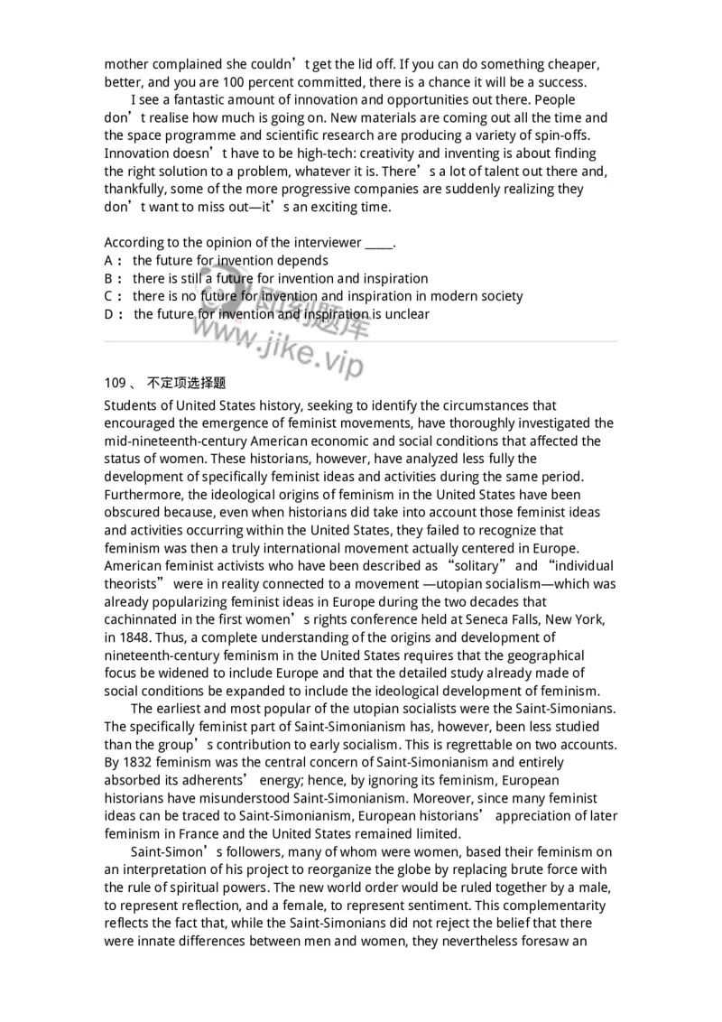 340501-阅读理解1-174339_军队文职(1)_01.军队文职真题-专业课_（全）版本一（历年真题+章节练习+模拟题）_英语言文学(军队文职)_章节练习_纯题目