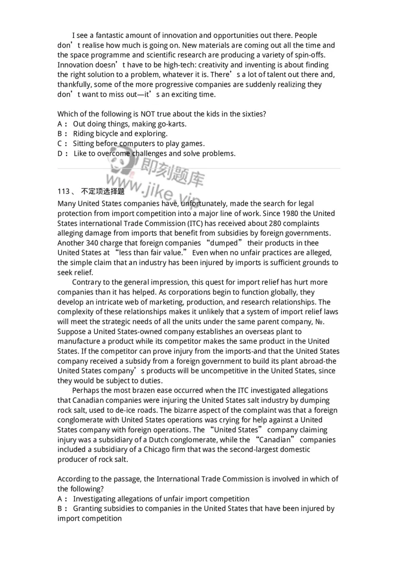 340501-阅读理解1-174339_军队文职(1)_01.军队文职真题-专业课_（全）版本一（历年真题+章节练习+模拟题）_英语言文学(军队文职)_章节练习_纯题目