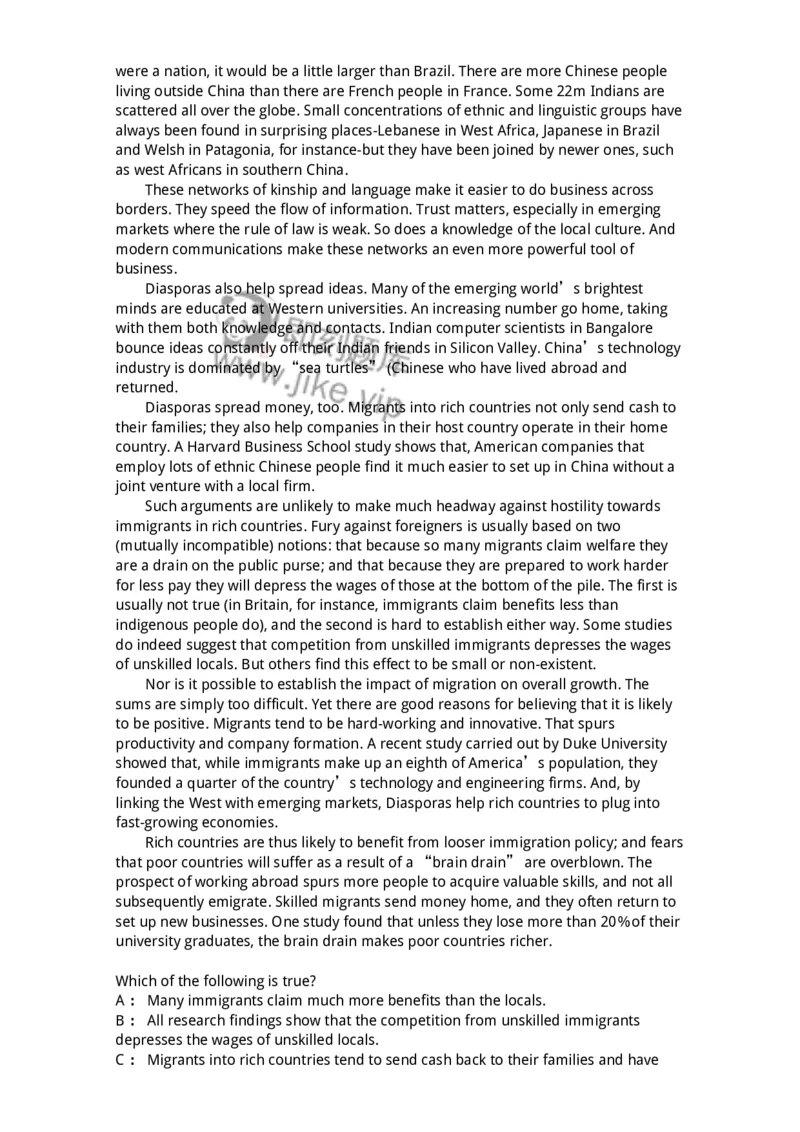 340501-阅读理解1-174339_军队文职(1)_01.军队文职真题-专业课_（全）版本一（历年真题+章节练习+模拟题）_英语言文学(军队文职)_章节练习_纯题目