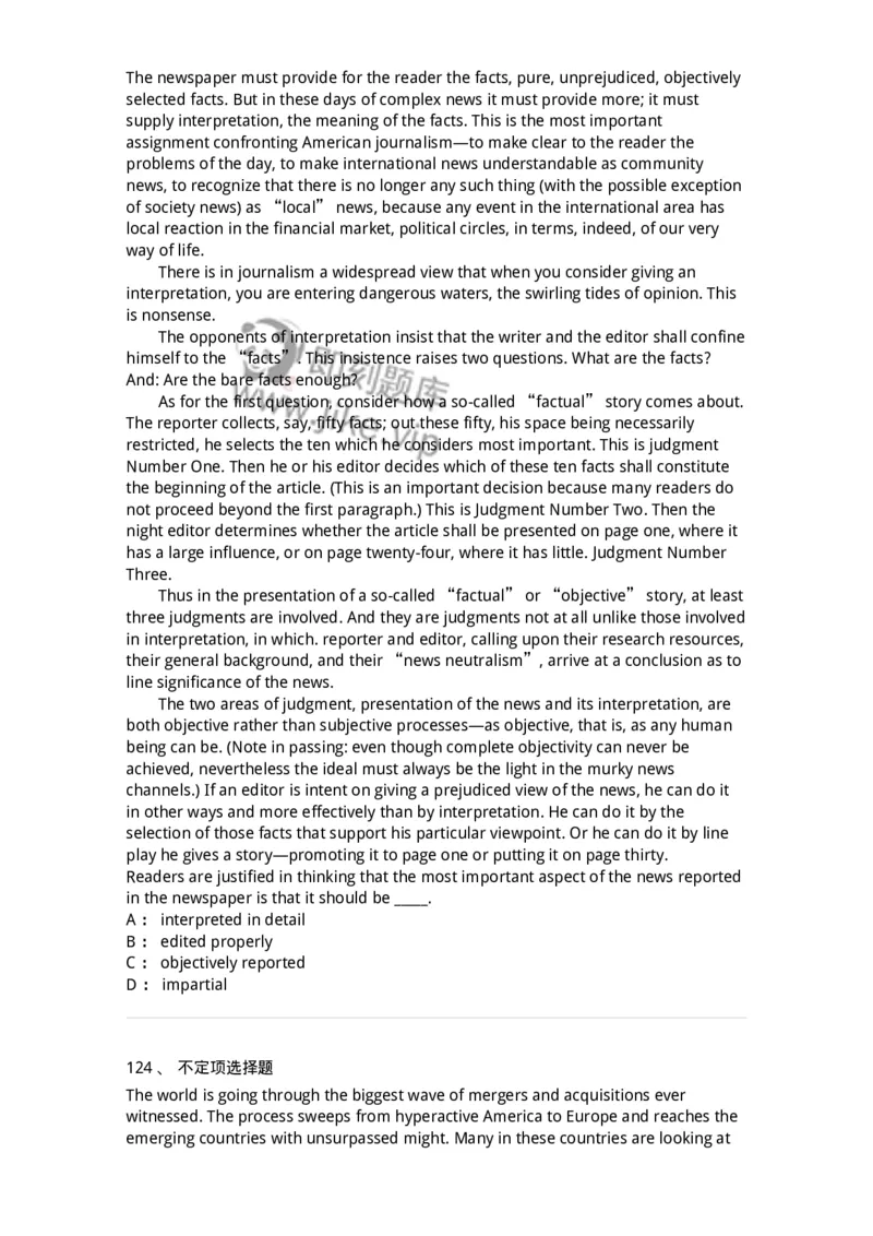 340501-阅读理解1-174339_军队文职(1)_01.军队文职真题-专业课_（全）版本一（历年真题+章节练习+模拟题）_英语言文学(军队文职)_章节练习_纯题目