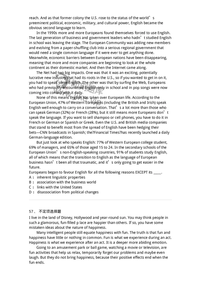 340501-阅读理解1-174339_军队文职(1)_01.军队文职真题-专业课_（全）版本一（历年真题+章节练习+模拟题）_英语言文学(军队文职)_章节练习_纯题目