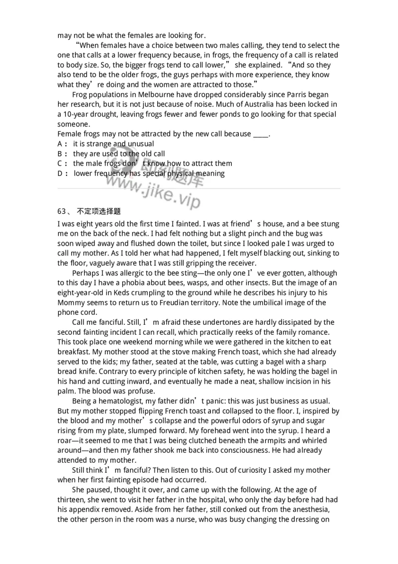 340501-阅读理解1-174339_军队文职(1)_01.军队文职真题-专业课_（全）版本一（历年真题+章节练习+模拟题）_英语言文学(军队文职)_章节练习_纯题目