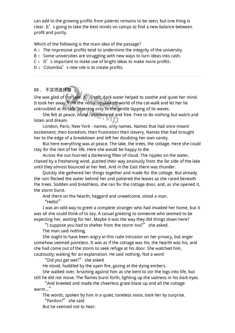 340501-阅读理解1-174339_军队文职(1)_01.军队文职真题-专业课_（全）版本一（历年真题+章节练习+模拟题）_英语言文学(军队文职)_章节练习_纯题目