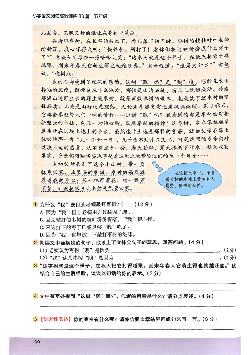 2026五年级木头马88篇高效训练-副本_26版高效阅读88篇五年级