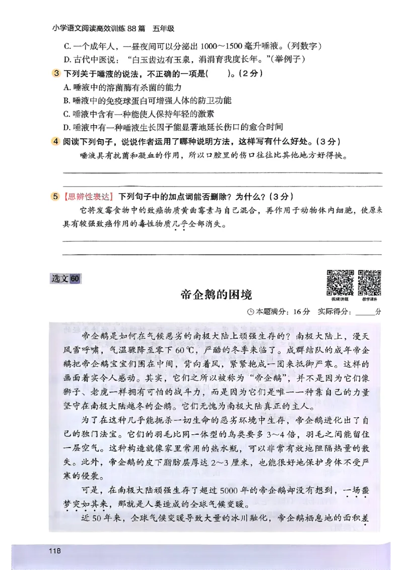 2026五年级木头马88篇高效训练-副本_26版高效阅读88篇五年级