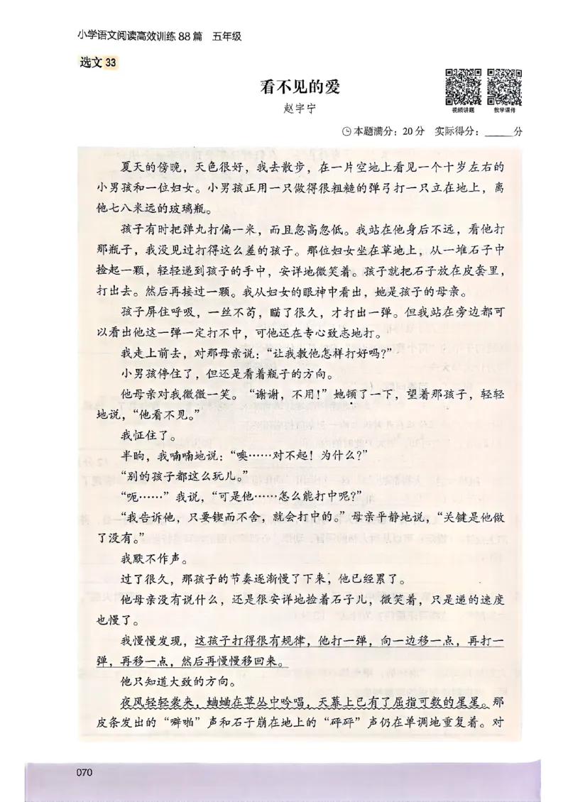 2026五年级木头马88篇高效训练-副本_26版高效阅读88篇五年级