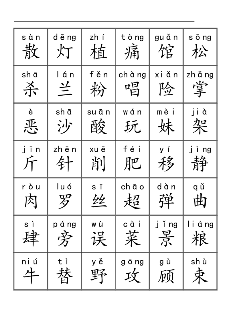 三千识字检测表（去水印）_幼小语数英专项资料_幼小语文专项