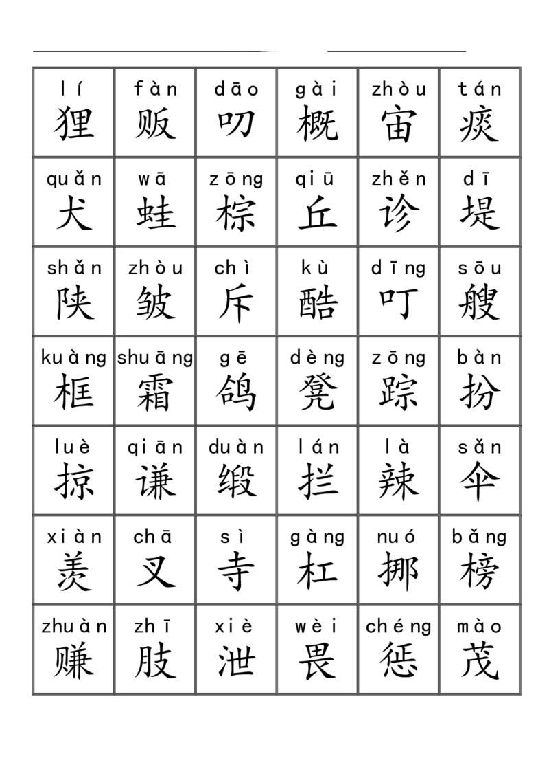 三千识字检测表（去水印）_幼小语数英专项资料_幼小语文专项