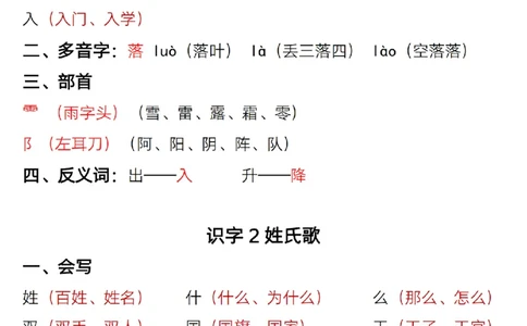 2.25最新版一年级下册语文重难点过关每课记_一年级上下册资料_小学一年级学习资料-25年更新版_1-02、小学一年级语文下册_3-6-2-1、复习、知识点、归纳汇总_部编（人教）版