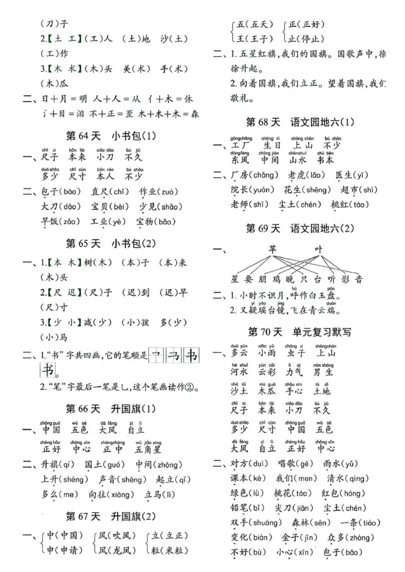 1_一年级上册语文每日10分钟睡前默写小纸条_一到六小学晨读晚默晨诵晚读_24秋一年级上册各类资料(小纸条知识点默写单)