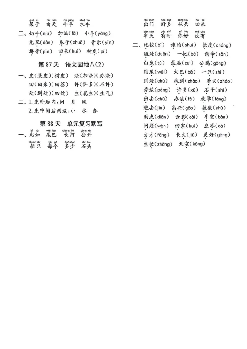 1_一年级上册语文每日10分钟睡前默写小纸条_一到六小学晨读晚默晨诵晚读_24秋一年级上册各类资料(小纸条知识点默写单)