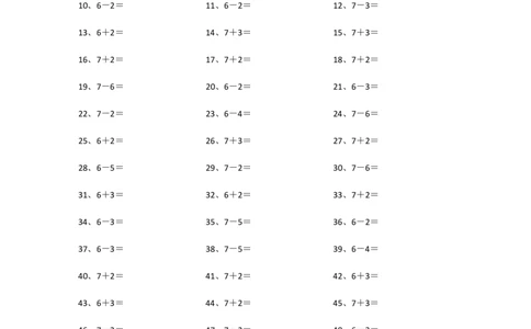 10以内加减混合41~60_小学数学口算竖式脱式计算应用题一二三四五六年级上下册电_小学数学口算题库电子版（1-6）_小学数学口算一年级_口算题适合1年级(含答案）