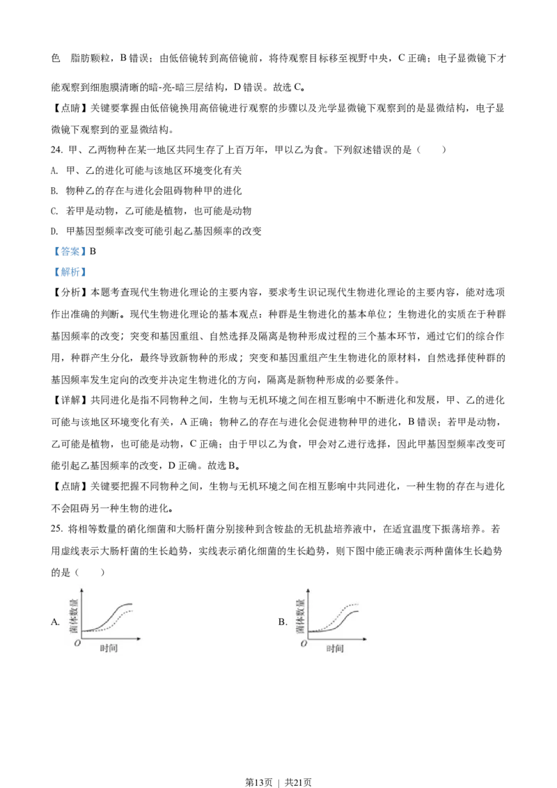 2018年高考生物试卷（海南）（解析卷）_生物历年高考真题_新&middot;Word版2008-2025&middot;高考生物真题_生物（按试卷类型分类）2008-2025_自主命题卷&middot;生物（2008-2025）_海南自主命题&middot;生物（2008-2024）
