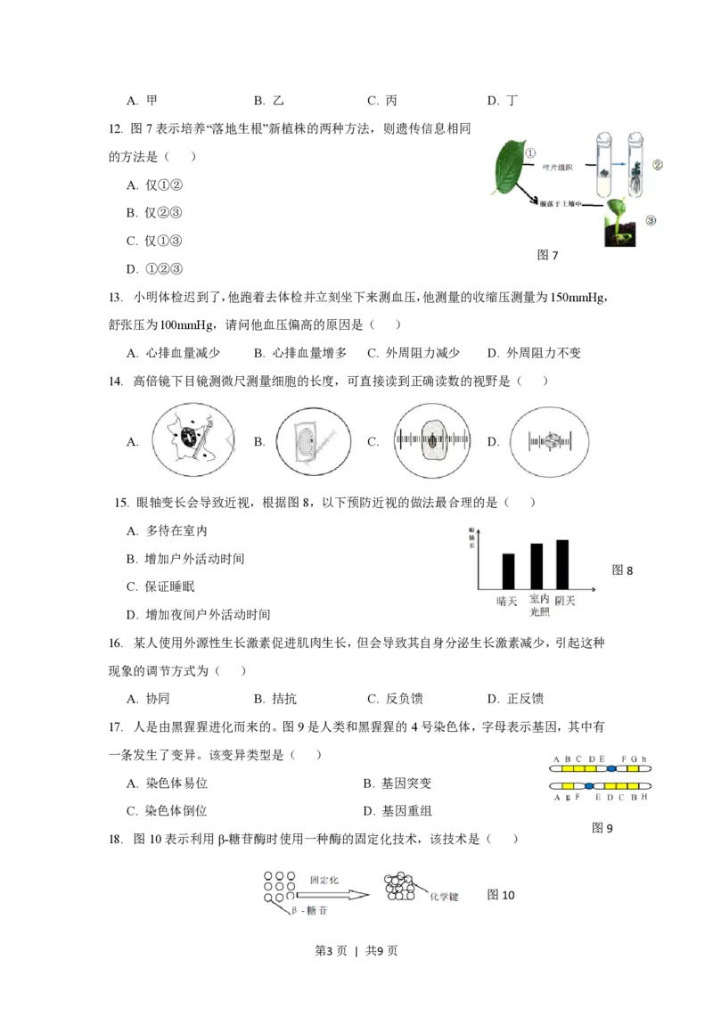 2019年高考生物试卷（上海）（空白卷）_生物历年高考真题_新&middot;PDF版2008-2025&middot;高考生物真题_生物（按试卷类型分类）2008-2025_自主命题卷&middot;生物（2008-2025）_上海自主命题&middot;生物（2008-2022）