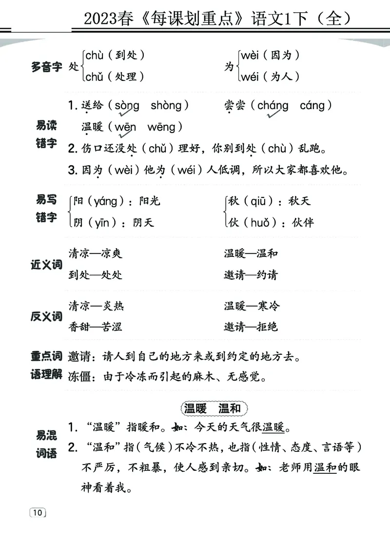 2.18-23春《名师每课划重点》1语下（全）打印高清版_一年级上下册资料_小学一年级学习资料-25年更新版_1-02、小学一年级语文下册_3-6-2-1、复习、知识点、归纳汇总_部编（人教）版