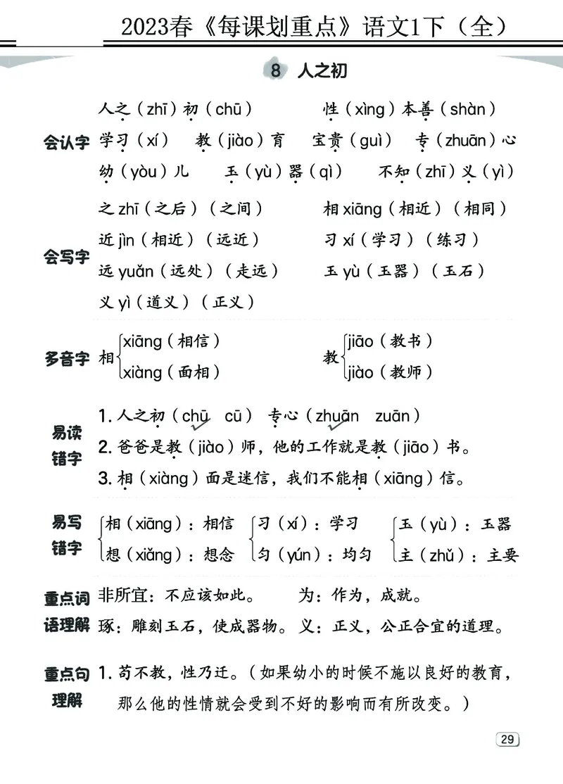 2.18-23春《名师每课划重点》1语下（全）打印高清版_一年级上下册资料_小学一年级学习资料-25年更新版_1-02、小学一年级语文下册_3-6-2-1、复习、知识点、归纳汇总_部编（人教）版