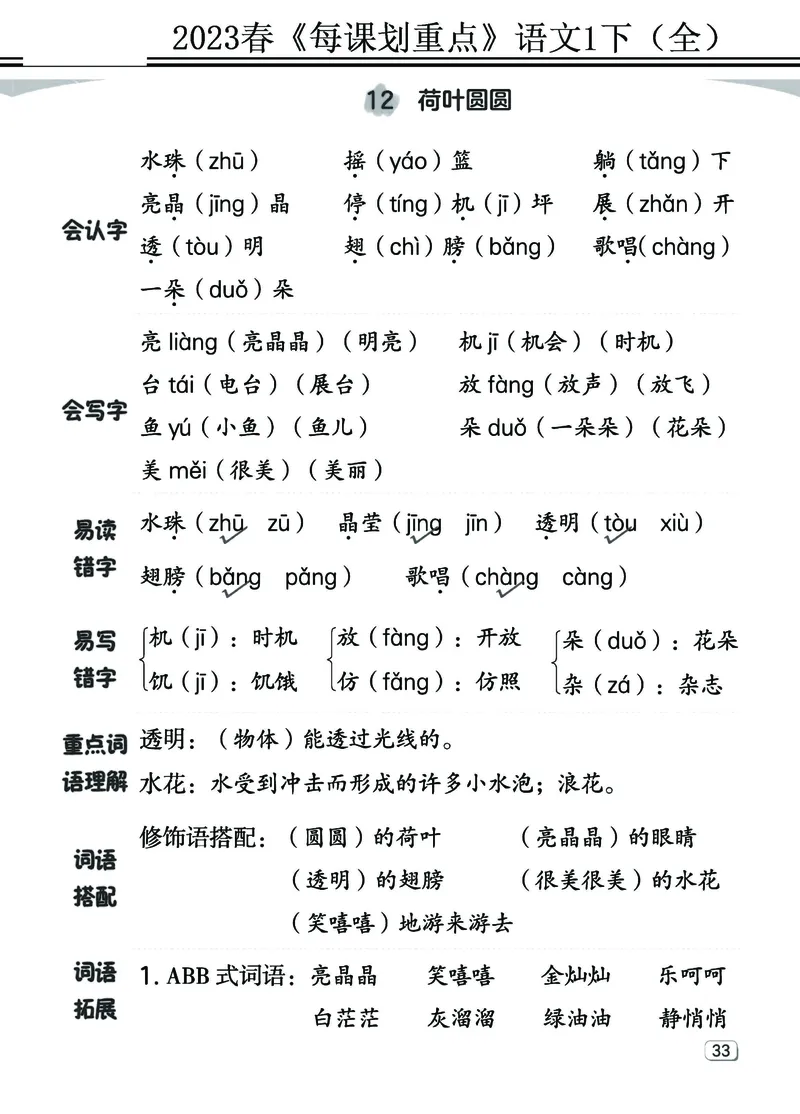 2.18-23春《名师每课划重点》1语下（全）打印高清版_一年级上下册资料_小学一年级学习资料-25年更新版_1-02、小学一年级语文下册_3-6-2-1、复习、知识点、归纳汇总_部编（人教）版