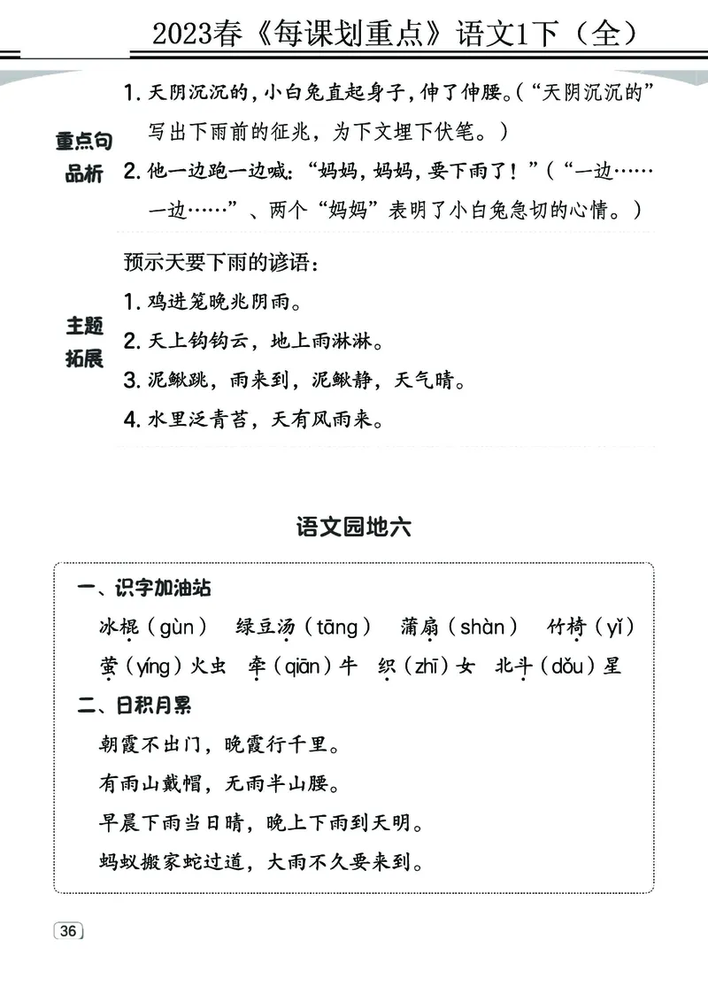 2.18-23春《名师每课划重点》1语下（全）打印高清版_一年级上下册资料_小学一年级学习资料-25年更新版_1-02、小学一年级语文下册_3-6-2-1、复习、知识点、归纳汇总_部编（人教）版