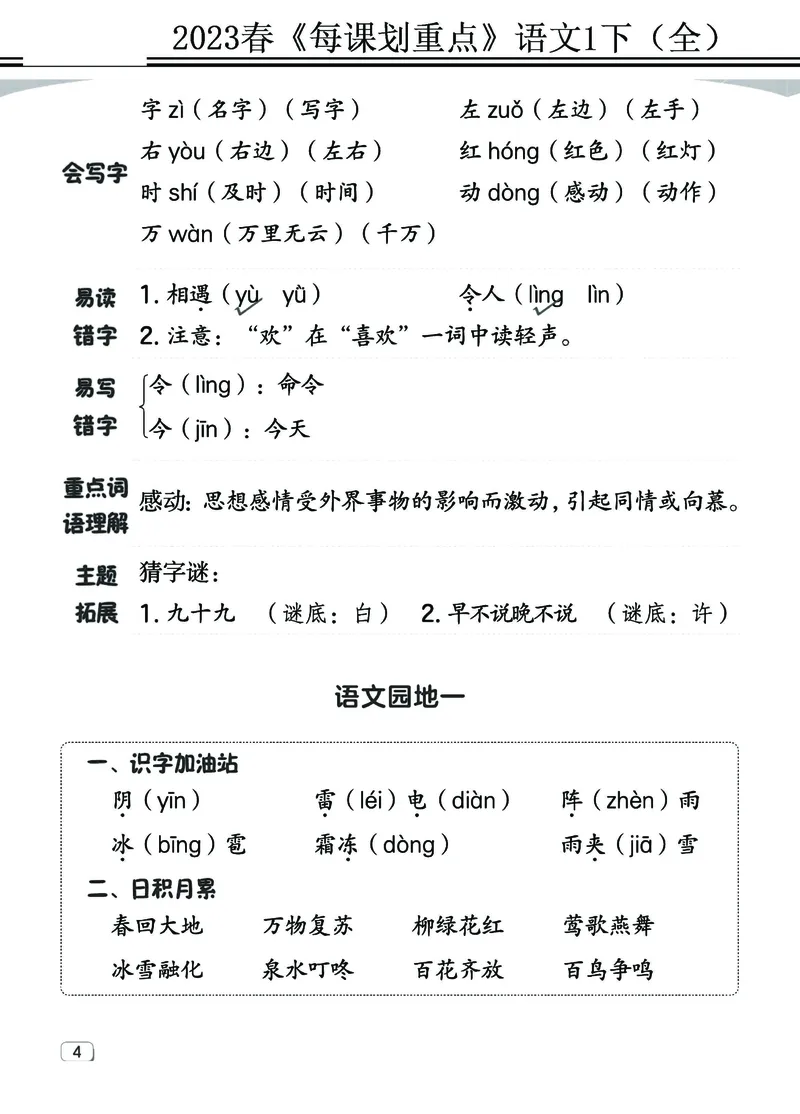 2.18-23春《名师每课划重点》1语下（全）打印高清版_一年级上下册资料_小学一年级学习资料-25年更新版_1-02、小学一年级语文下册_3-6-2-1、复习、知识点、归纳汇总_部编（人教）版
