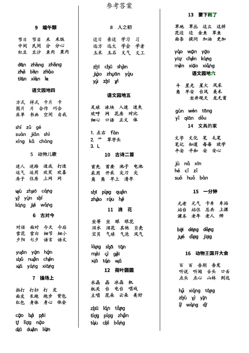 1094-一下语文每日词语默写单1-8单元-含答案_一年级上下册资料_一年级下册小红书同款资料_一下数学