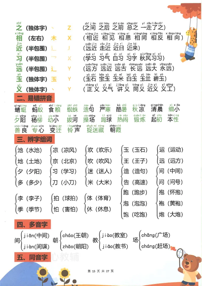 1_2025新1年级下册语文重点知识梳理(1)_一年级上下册资料_一年级下册小红书同款资料_一下语文