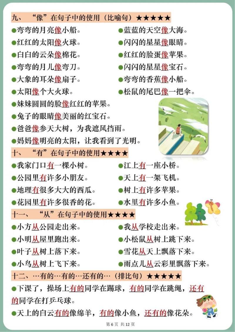 一年级上册语文全册必备知识点汇总_1-6语文上册知识点