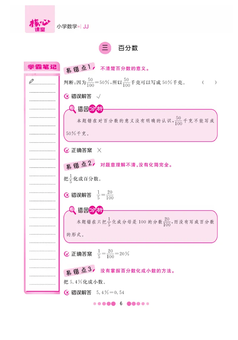 《核心课堂》6年级数学上册（冀教版）册_2024年人教版小学数学一二三四五六年级上册下册期中期末试a0747_小学全科《同步练习+精品试卷》打包下载（1-6年级单元月考期中期末试卷）