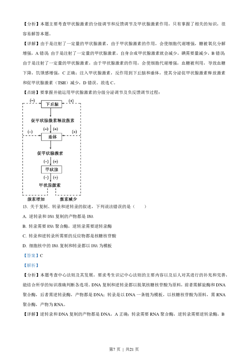 2018年高考生物试卷（海南）（解析卷）_生物历年高考真题_新&middot;PDF版2008-2025&middot;高考生物真题_生物（按省份分类）2008-2025_2008-2024&middot;（海南）生物高考真题