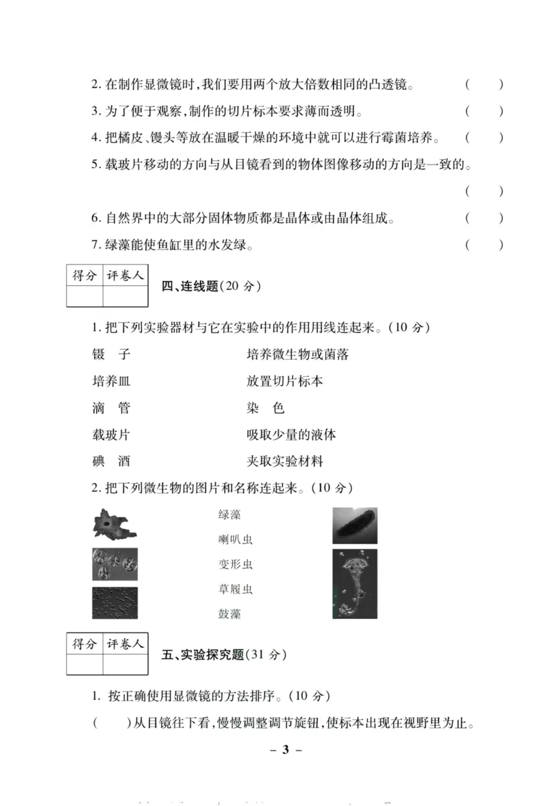 科学教科版单元测试卷6年级下册_2024年人教版小学数学一二三四五六年级上册下册期中期末试a0747_小学全科《同步练习+精品试卷》打包下载（1-6年级单元月考期中期末试卷）_小学科学