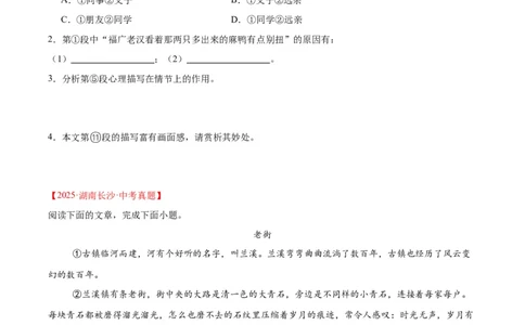 专题18小说阅读(二)(原卷版)_2023-2025《3年中考1年模拟》真题分类汇编（语文、数学）(1)_2023-2025《3年中考1年模拟真题分类汇编》语文