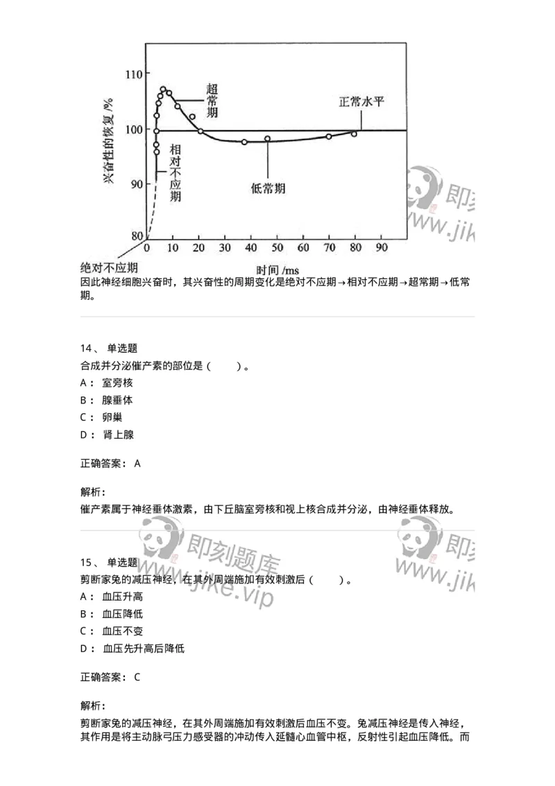 80507-第七章　神经-174274_军队文职(1)_01.军队文职真题-专业课_（全）版本一（历年真题+章节练习+模拟题）_农学(军队文职)_章节练习_题目+解析