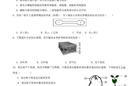生物（云南卷）（考试版A4）_2025年初中《中考第一次模拟》全国各地区模拟卷（8科全）(1)_2025年《中考第一次模拟卷》初中生物_云南&radic;
