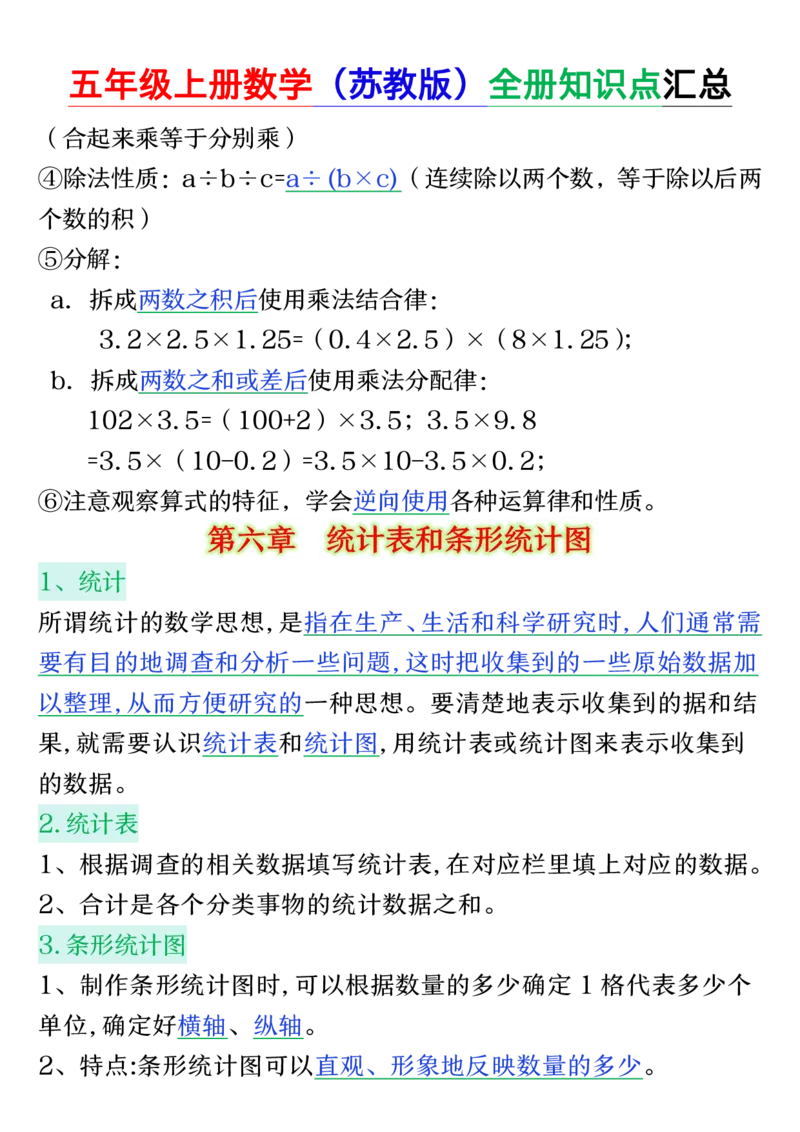 25秋五年级上册数学上册苏教版《全册知识点汇总》_五上数学25秋