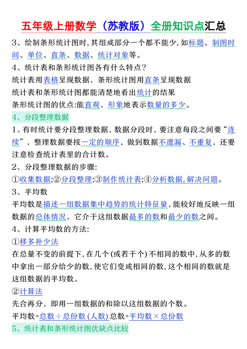 25秋五年级上册数学上册苏教版《全册知识点汇总》_五上数学25秋