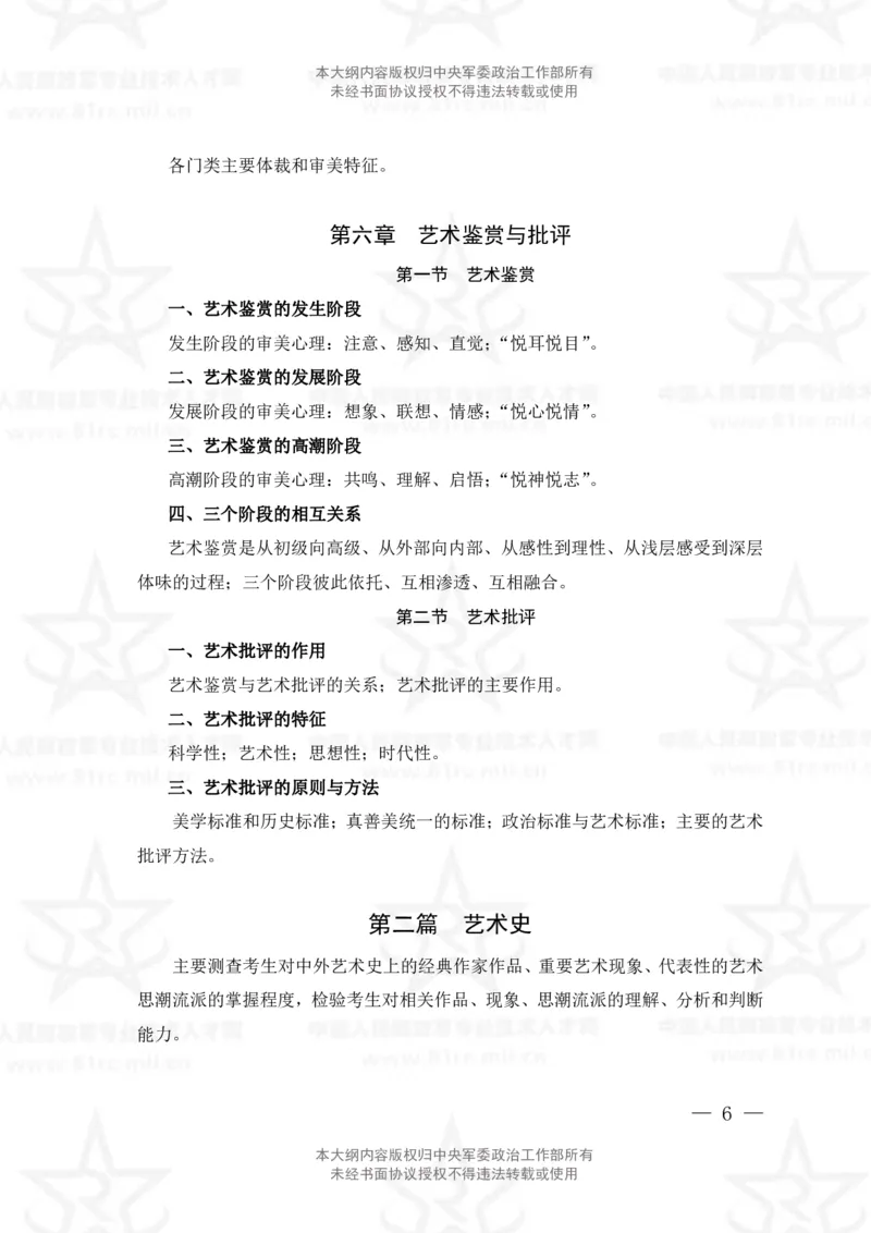 25、艺术基础综合专业科目考试大纲_军队文职(1)_08.备考分数线等信息_新版军队文职考试大纲