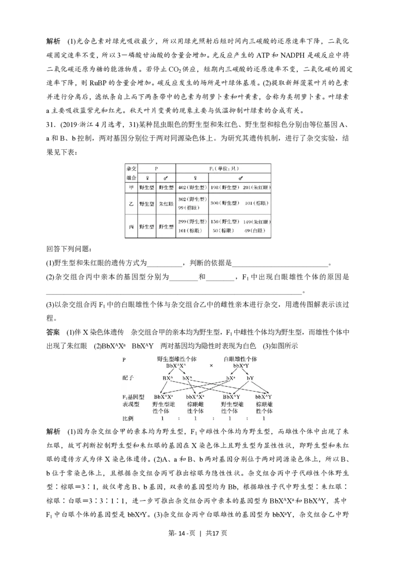 2019年高考生物试卷（浙江）4月（解析卷）_生物历年高考真题_新&middot;PDF版2008-2025&middot;高考生物真题_生物（按年份分类）2008-2025_2019&middot;高考生物真题