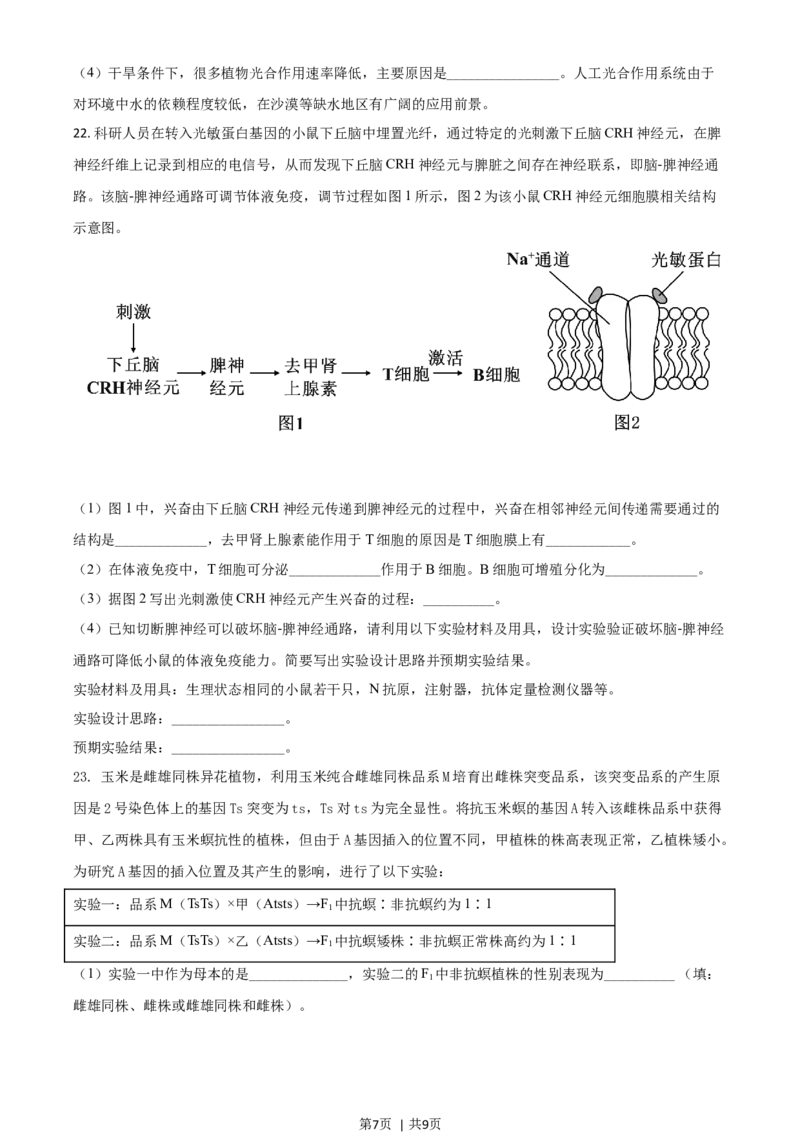 2020年高考生物试卷（山东）（空白卷）_生物历年高考真题_新&middot;Word版2008-2025&middot;高考生物真题_生物（按年份分类）2008-2025_2020&middot;高考生物真题
