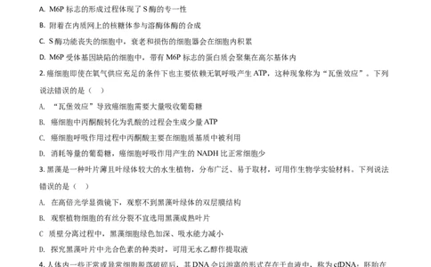 2020年高考生物试卷（山东）（空白卷）_生物历年高考真题_新&middot;Word版2008-2025&middot;高考生物真题_生物（按年份分类）2008-2025_2020&middot;高考生物真题