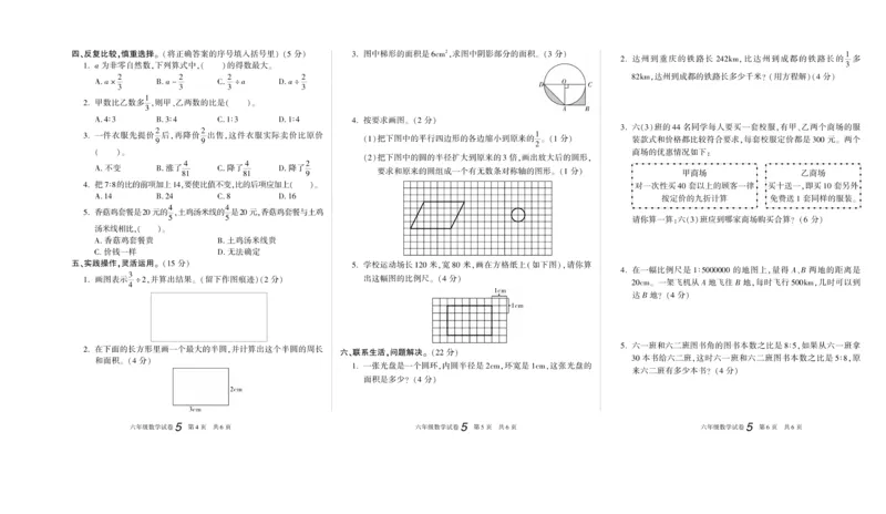 期末真题试卷精选西师大版数学6年级上册_2024年人教版小学数学一二三四五六年级上册下册期中期末试a0747_小学全科《同步练习+精品试卷》打包下载（1-6年级单元月考期中期末试卷）