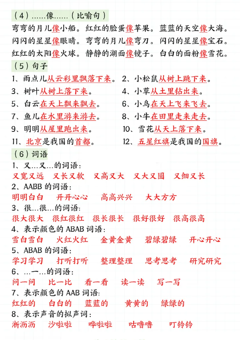 1010一年级上册语文期末总复习六大专项_一年级上下册资料_一年级下册小红书同款资料_一下数学