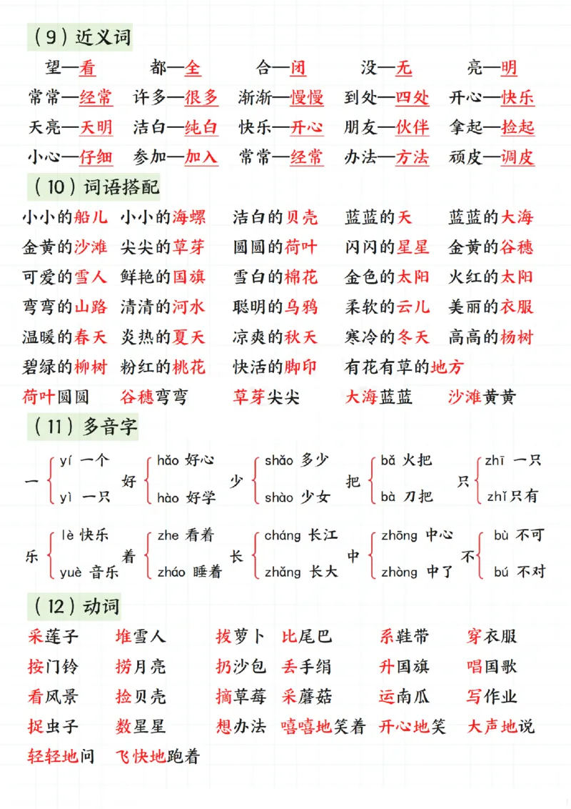 1010一年级上册语文期末总复习六大专项_一年级上下册资料_一年级下册小红书同款资料_一下数学
