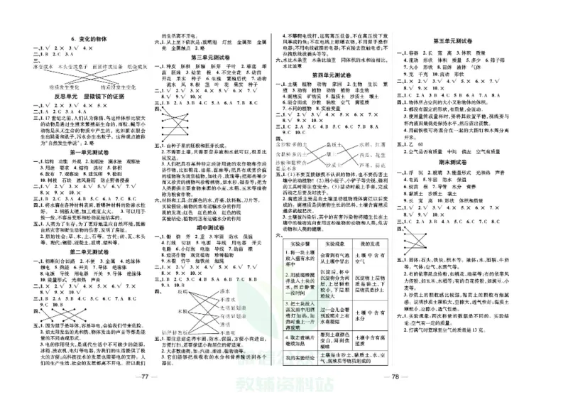 夺冠新课堂三年级下册科学大象版试卷_2024年人教版小学数学一二三四五六年级上册下册期中期末试a0747_小学全科《同步练习+精品试卷》打包下载（1-6年级单元月考期中期末试卷）