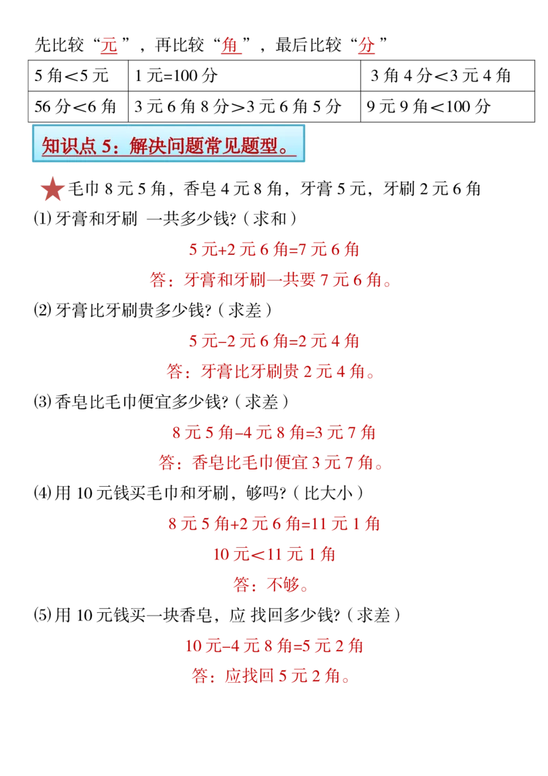 1.21一年级下册寒假预习&hearts;《认识人民币》精讲+练习_一年级上下册资料_小学一年级学习资料-25年更新版_1-04、小学一年级数学下册_1-4-1、复习、知识点、归纳汇总_人教版