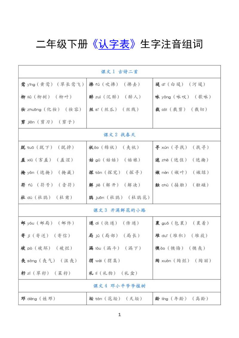 2.8二年级下册语文《认字表》注音组词(2)_二年级上下册资料_小学二年级学习资料-25年更新版_2-02、小学二年级语文下册_2-2-2、练习题、作业、试题、试卷_专项练习
