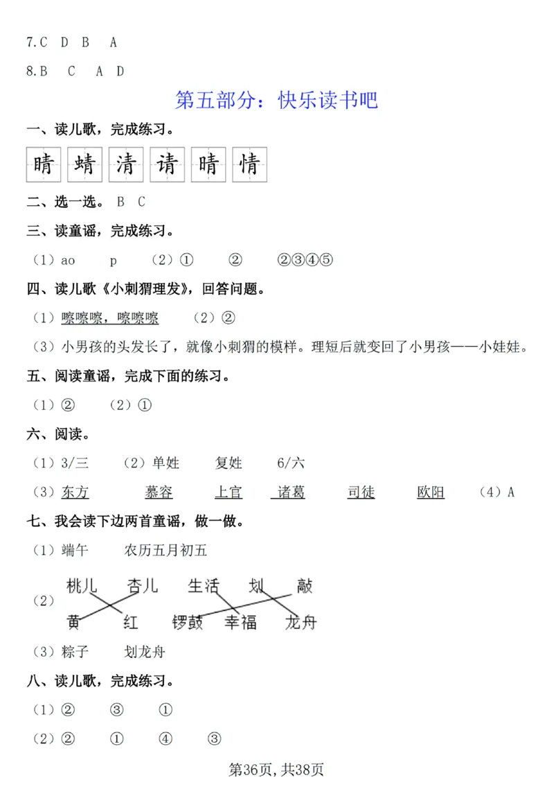 1127一年级下册语文期中复习七大重点题型专项(1)_一年级上下册资料_一年级下册小红书同款资料_一下数学