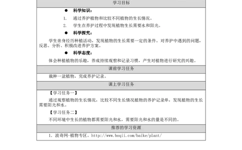 0918二年级科学(人教鄂教版)谁的植物长得好-3任务单_二年级上下册资料_小学二年级学习资料-25年更新版_2-09、小学二年级科学上册_人教鄂教版_学习任务单