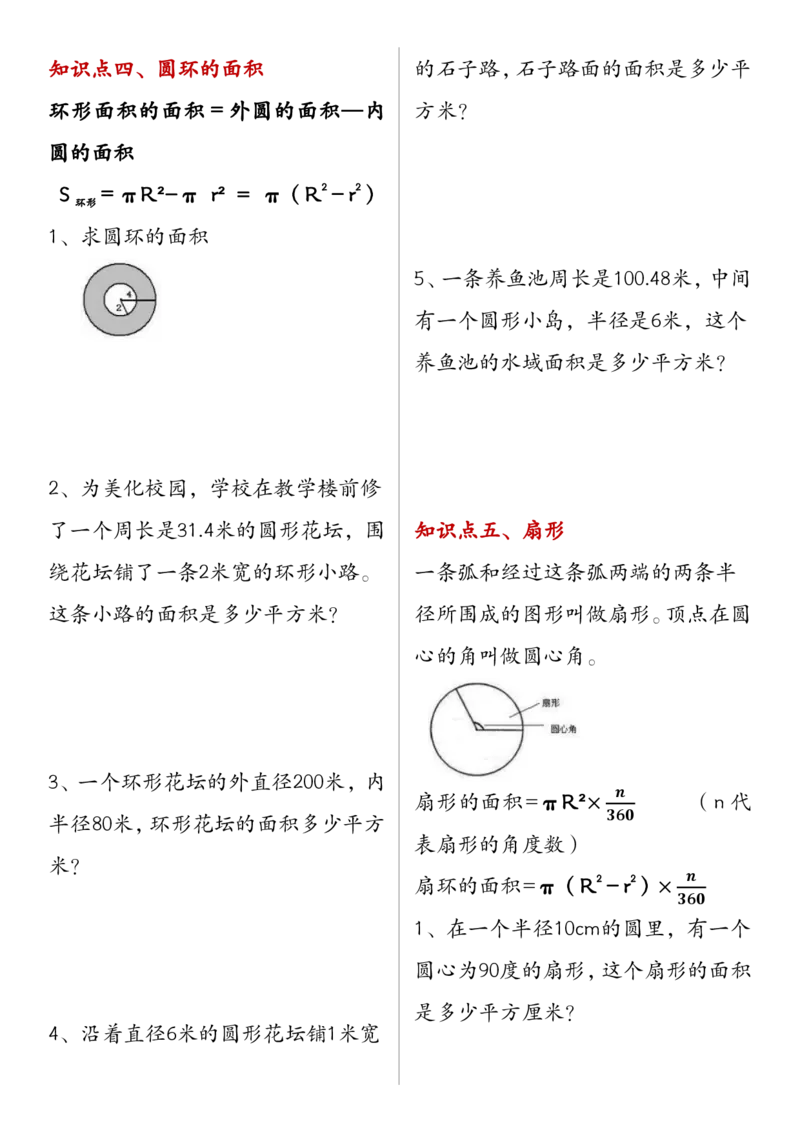 0394六上数学圆的圆环和扇形面积_25秋数学1-6年级上册热门资料
