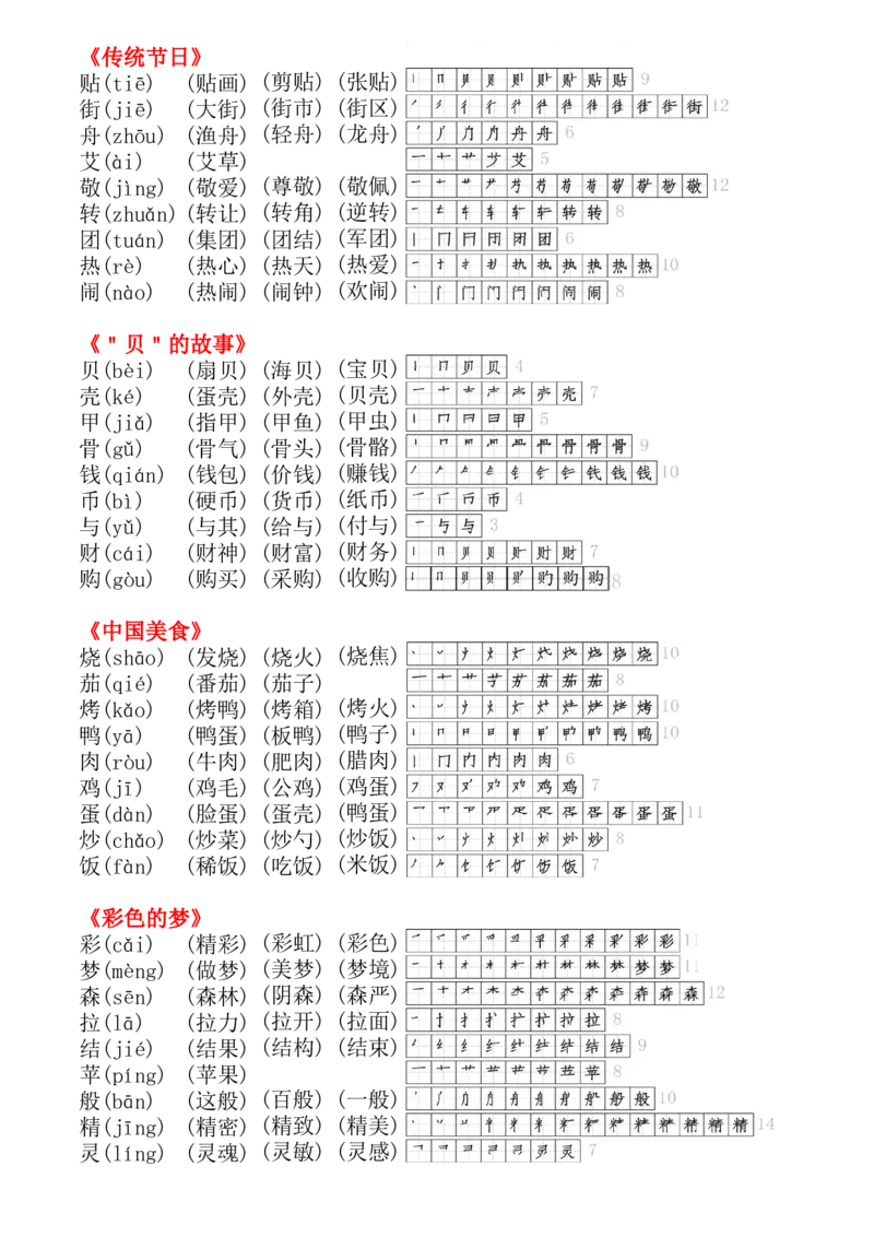2001二年级下册生字拼音组词笔顺(打印出来无水印)_二年级上下册资料_二年级下册小红书同款资料_二下语文_二下语文
