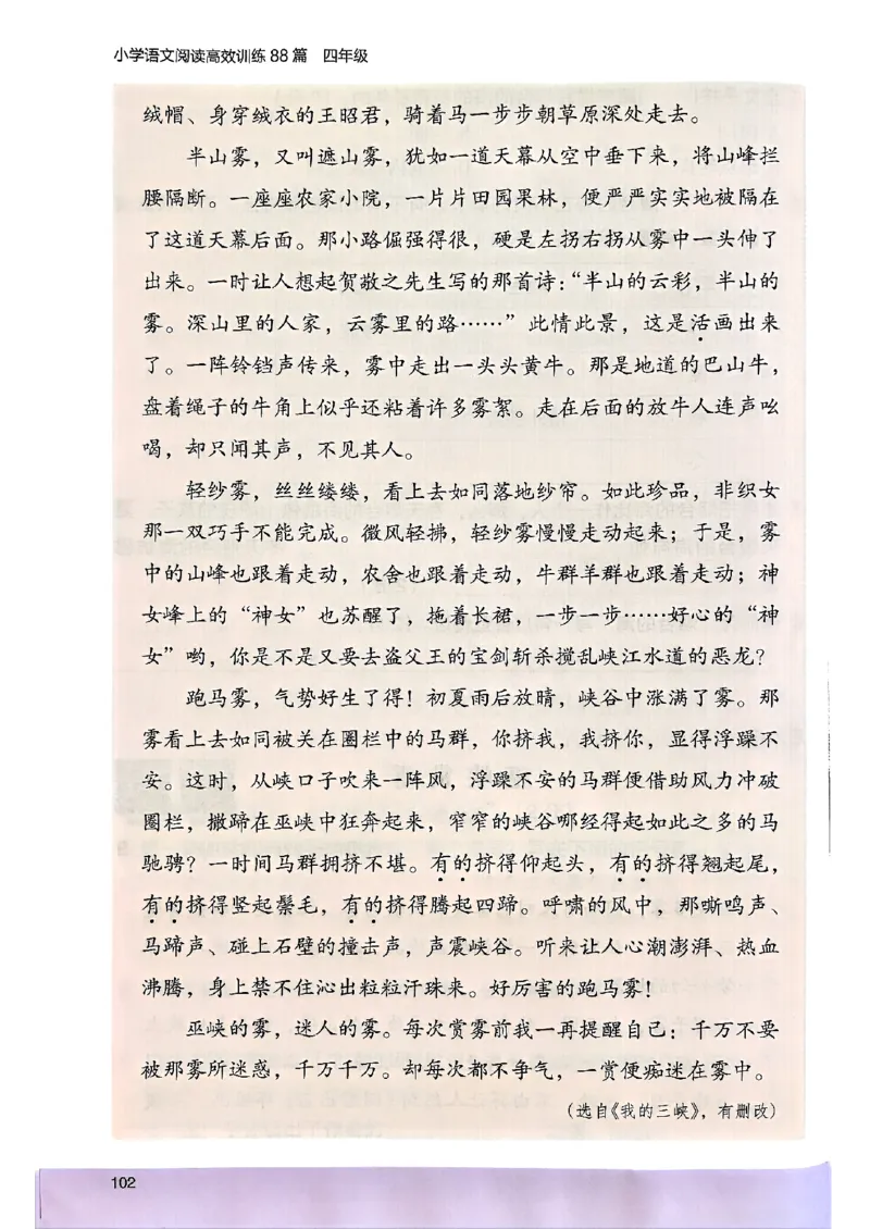 2026版四年级木头马高效训练88篇-副本_26版高效阅读88篇四年级