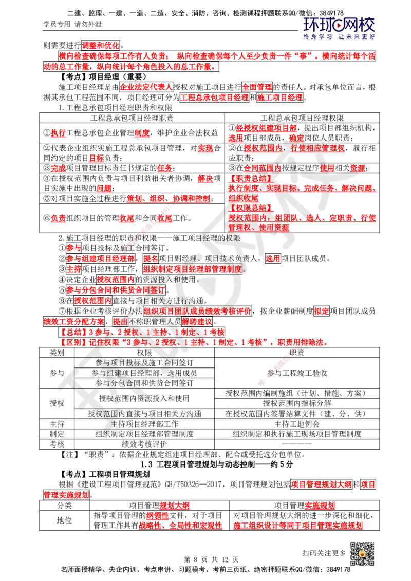 01.直播密训一_2026年一级建造师_2026年一建管理_2025年一建管理SVIP_04-冲刺串讲✿考点强化✿小灶集训_17-管理《直播密训班》张君HQ推荐_讲义